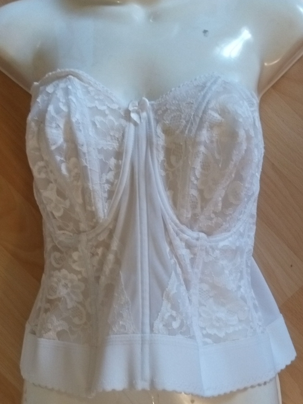 Goddess White Lace Bustier with Boning